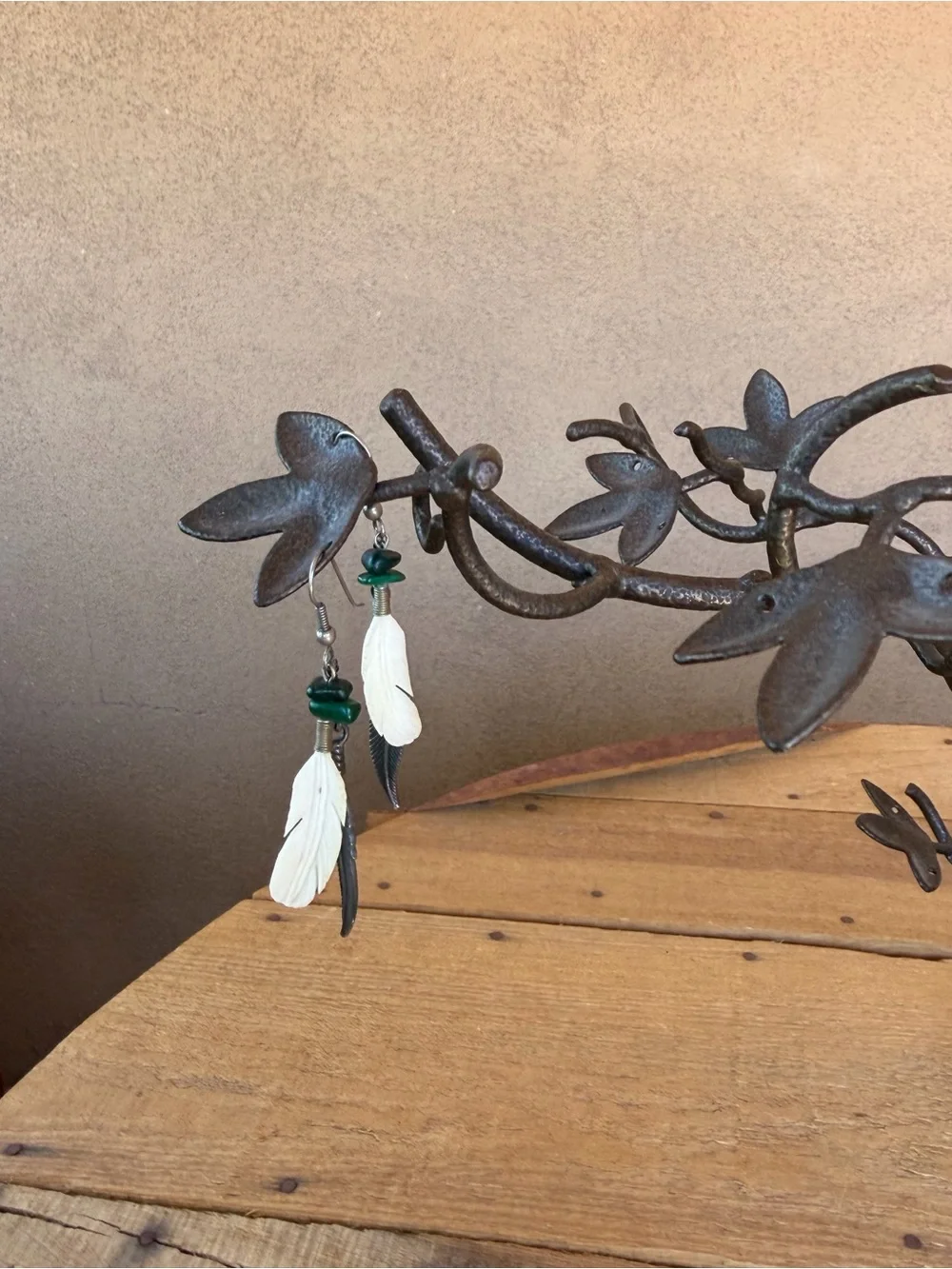 Antique Bronze Jewelry Tree Organizer Tray Earrings Necklace Storage Display